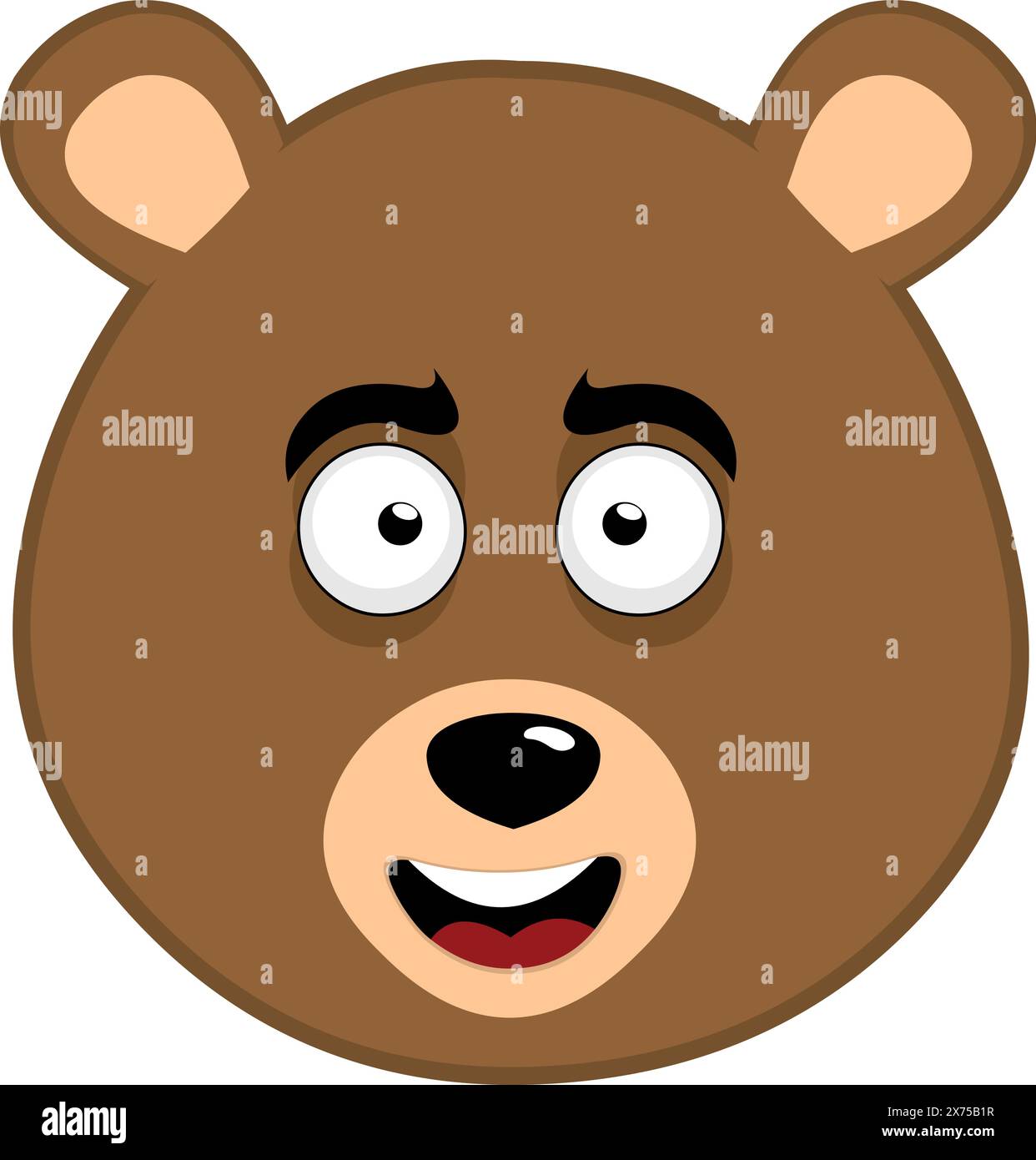 vector illustration face brown grizzly bear cartoon with a happy ...