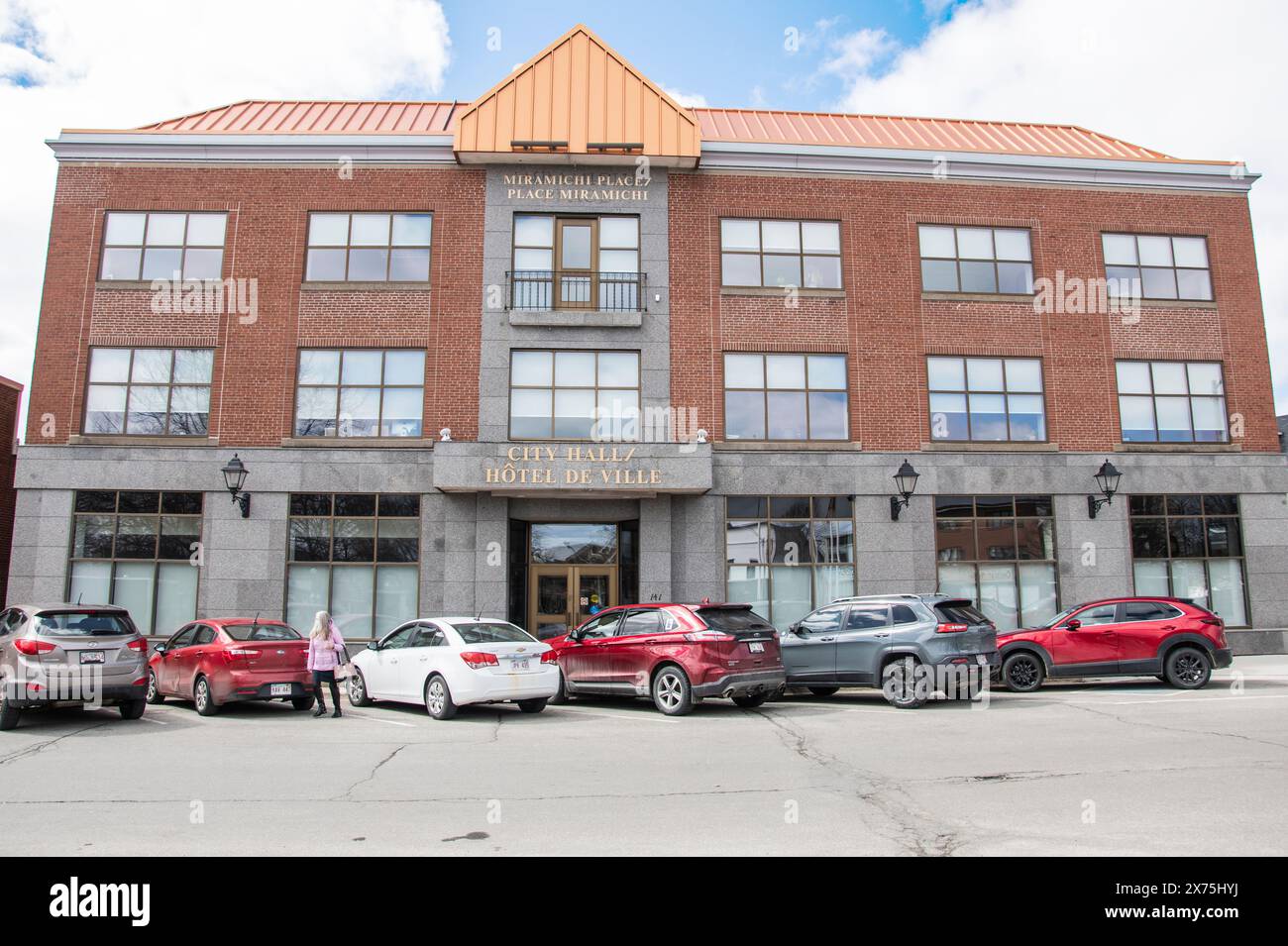 Miramichi city hall in downtown Newcastle in New Brunswick, Canada Stock Photo