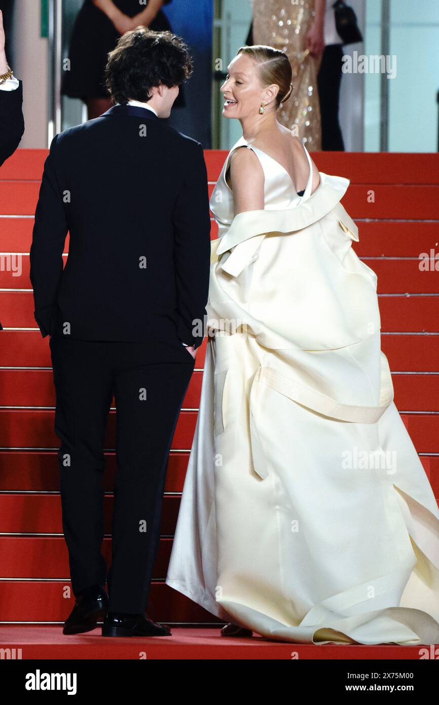 Cannes, France. 17th May, 2024. Homer James Jigme Gere and Uma Thurman attends Oh, Canada Screening red carpet at the 77th annual Cannes Film Festival at Palais des Festivals on May 17, 2024 in Cannes, France Stock Photo