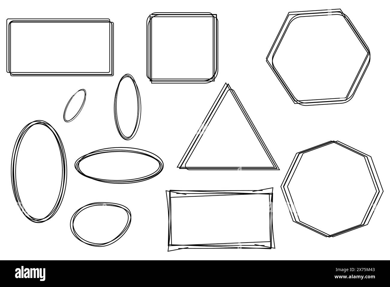 Hand drawn different shapes and line art. Doodles for artwork. Stock Vector