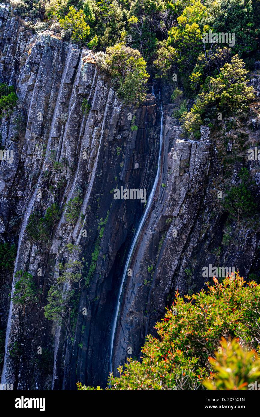 Ralphs Falls, the highest single-drop waterfall in Tasmania, Mount Victoria Forest Reserve, Tasmania Stock Photo