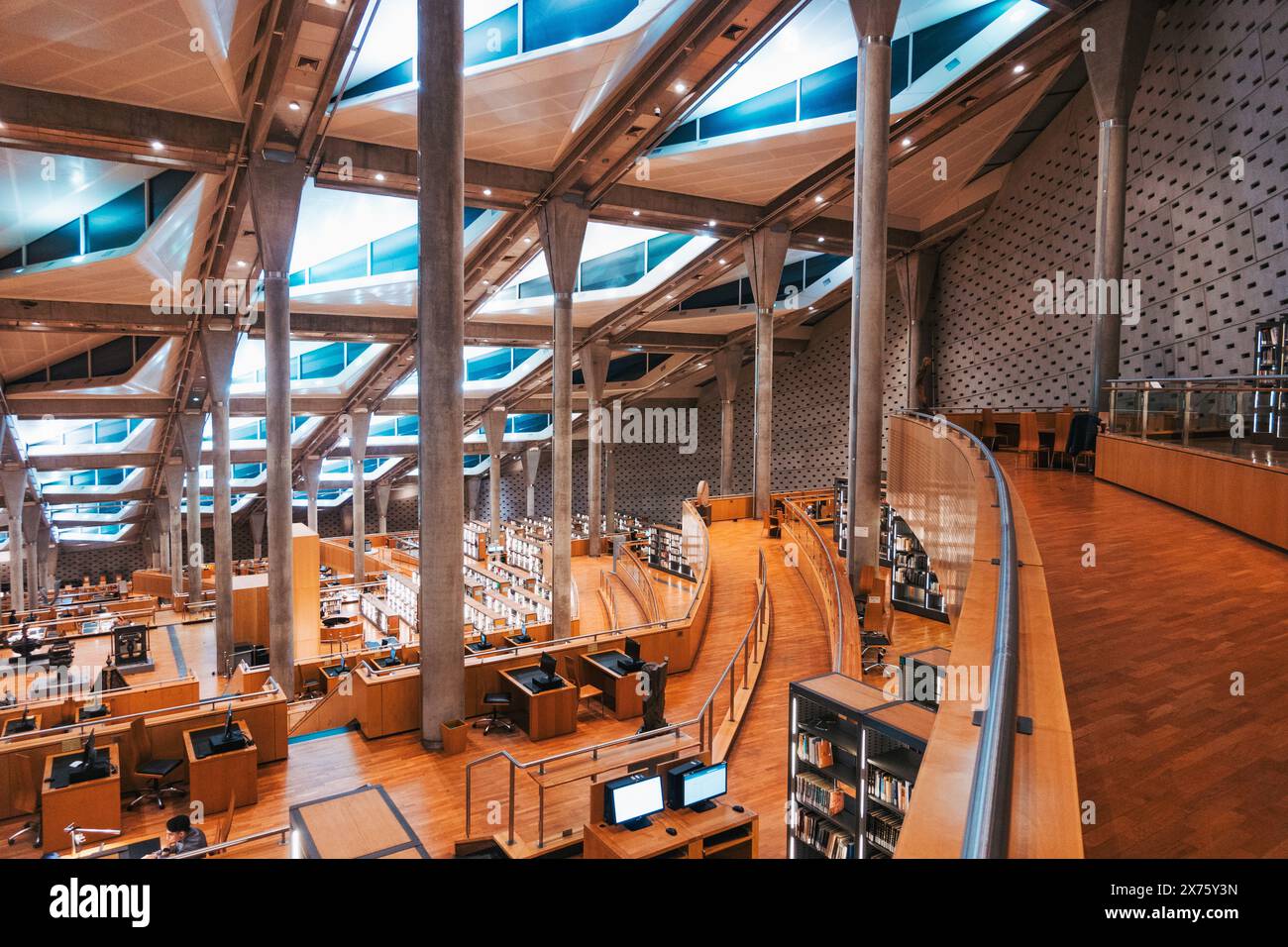 geometric roof patterns in Bibliotheca Alexandrina, a vast library in Alexandria, Egypt Stock Photo
