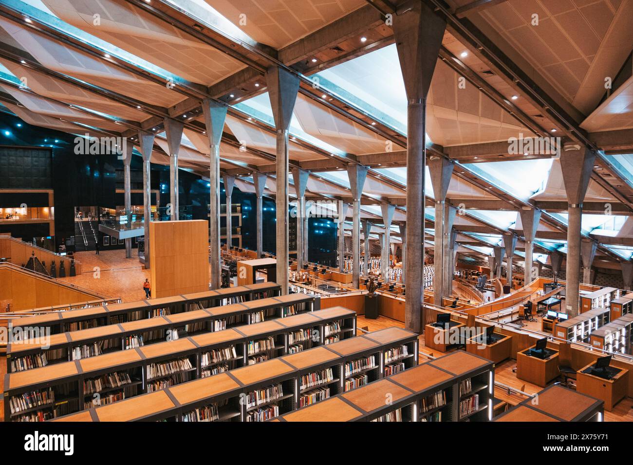 geometric roof patterns in Bibliotheca Alexandrina, a vast library in Alexandria, Egypt Stock Photo