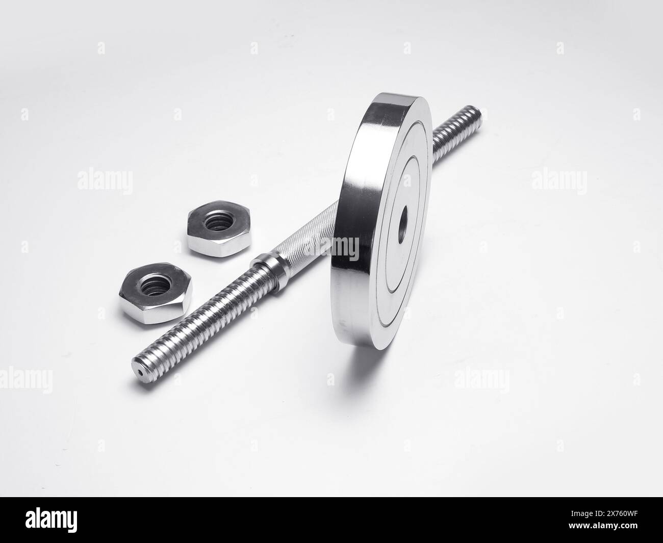 dumbbell rod and chrome steel weight plated Stock Photo Alamy