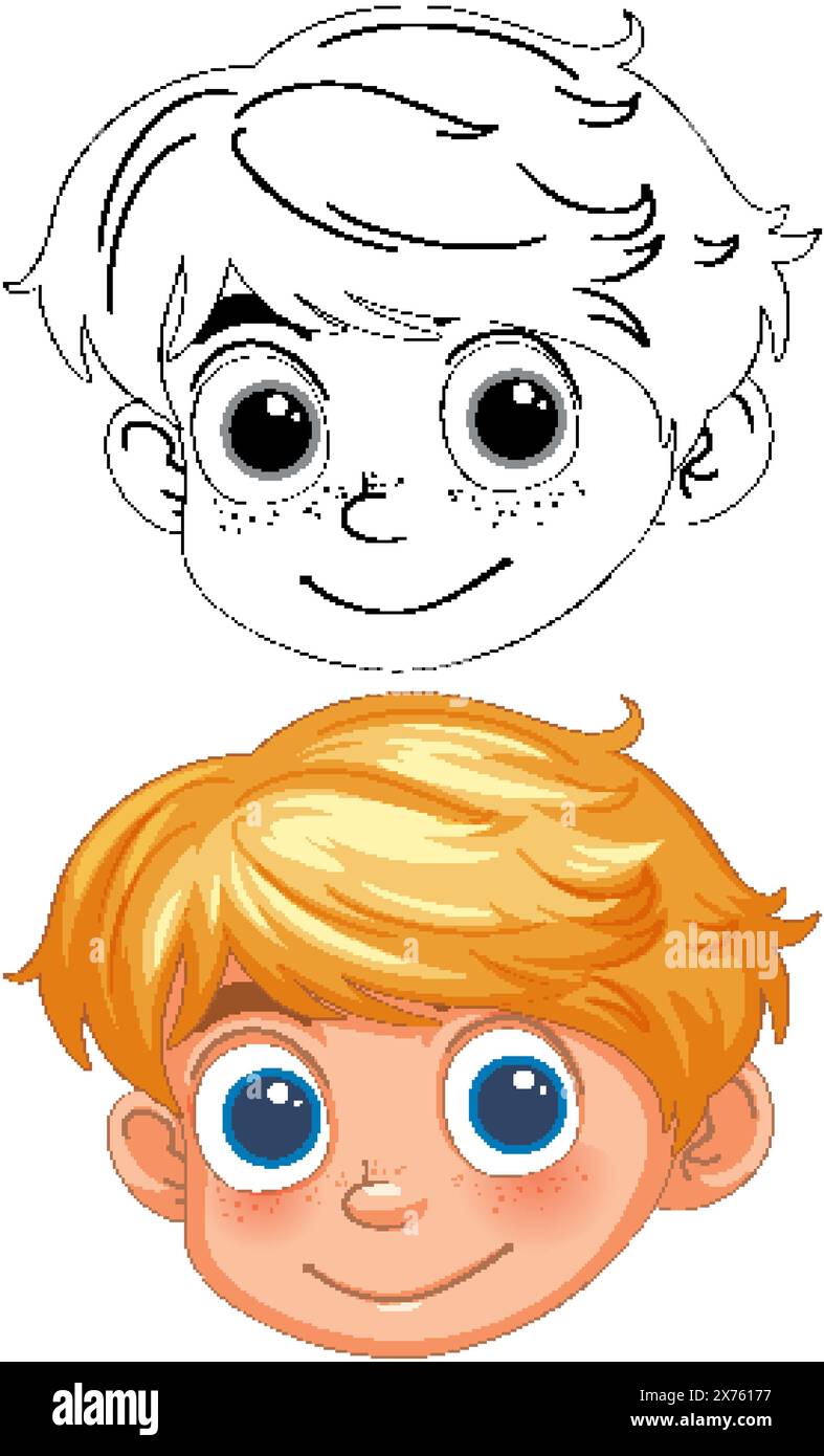 Color and line art of a happy young boy Stock Vector Image & Art - Alamy