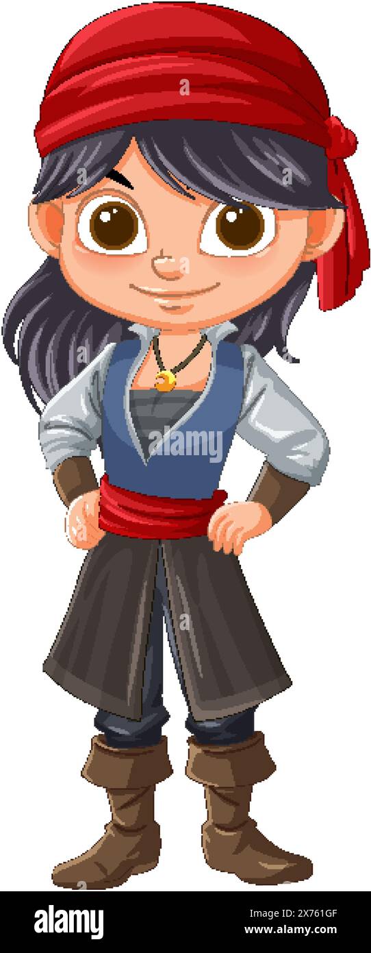 Vector illustration of a young girl dressed as a pirate Stock Vector ...