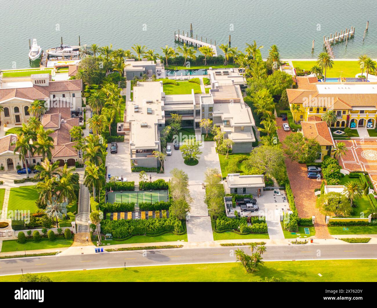 Miami Beach, FL, USA - May 17, 2024: Miami Beach Florida. Tom Brady mansion on Indian Creek