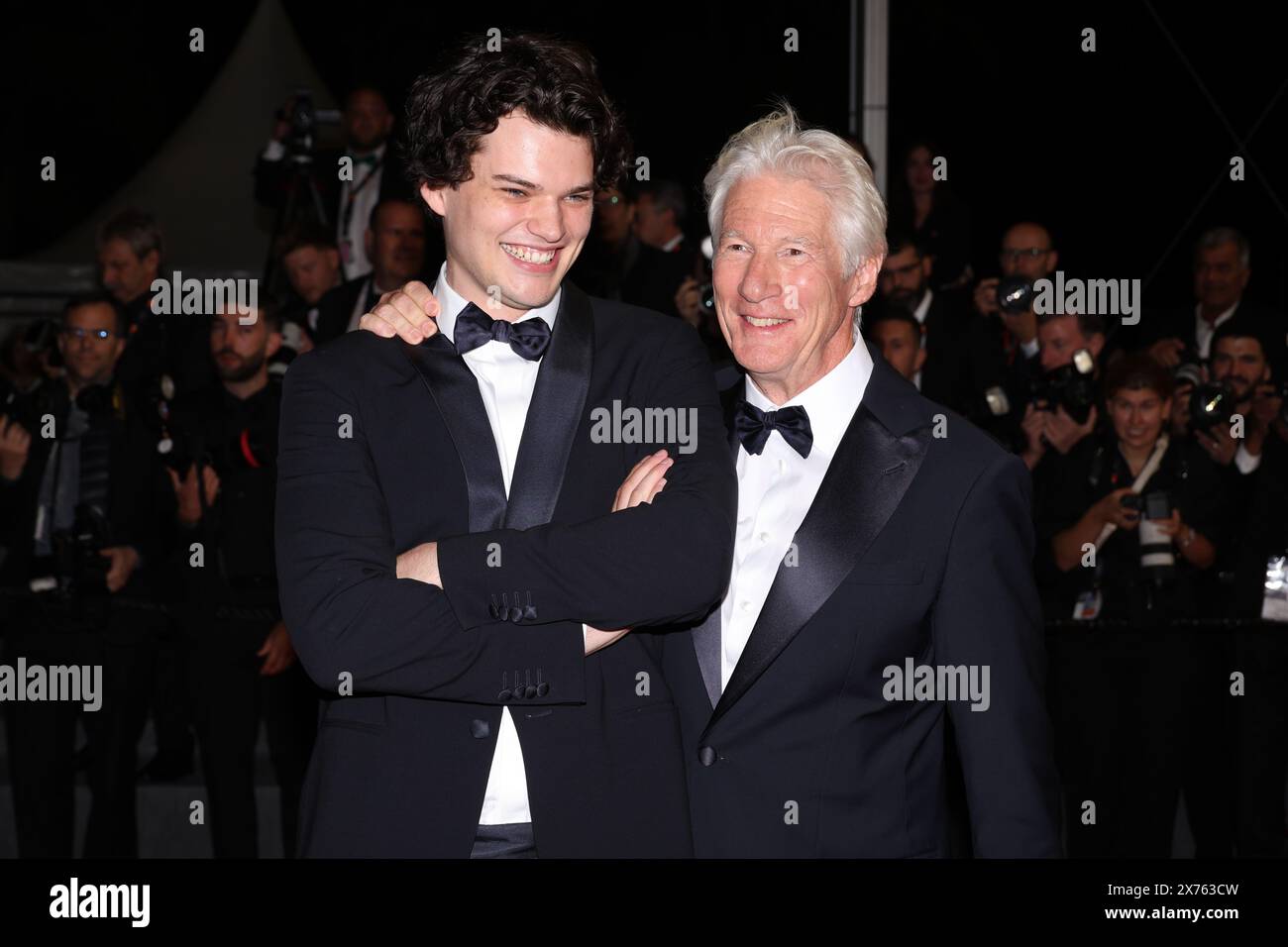 Cannes, France. 17th May, 2024. Richard Gere, Homer James Jigme Gere depart the 'Oh, Canada' Red Carpet at the 77th annual Cannes Film Festival at Palais des Festivals on May 17, 2024 in Cannes, France. Photo: DGP/imageSPACE Credit: Imagespace/Alamy Live News Stock Photo
