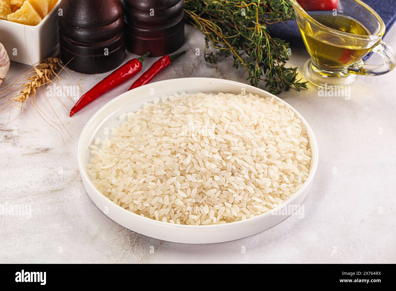 Dry raw Arborio rice for risotto Stock Photo - Alamy