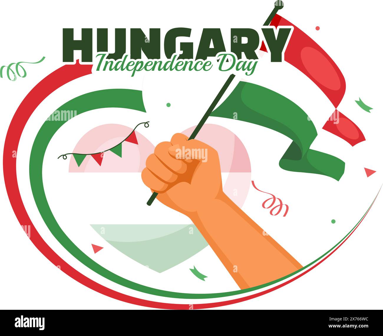 Happy Hungary Independence Day Vector Illustration featuring the ...