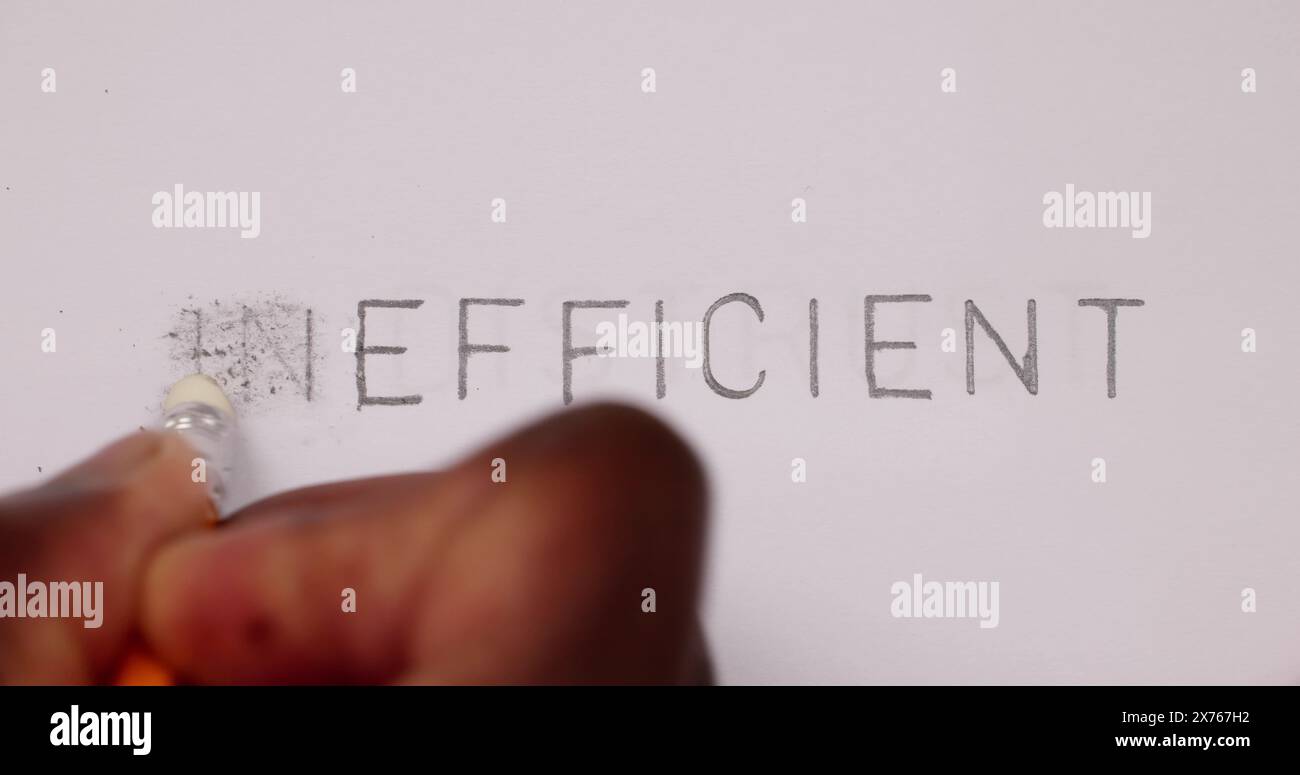 Efficient Text Inefficient Word Improve To Efficient Text Concept Stock Photo - Alamy