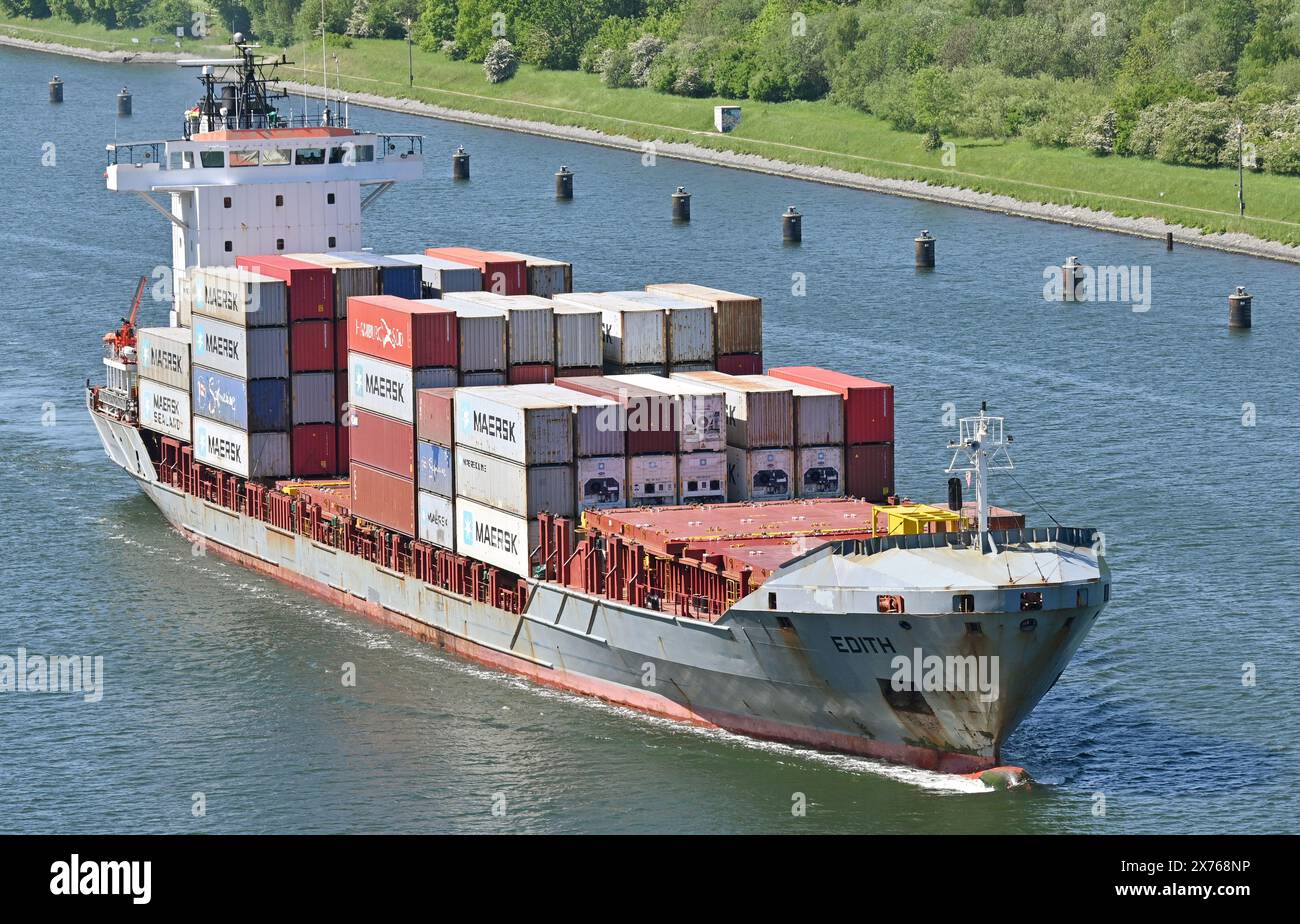 Containership EDITH at the Kiel Canal Stock Photo
