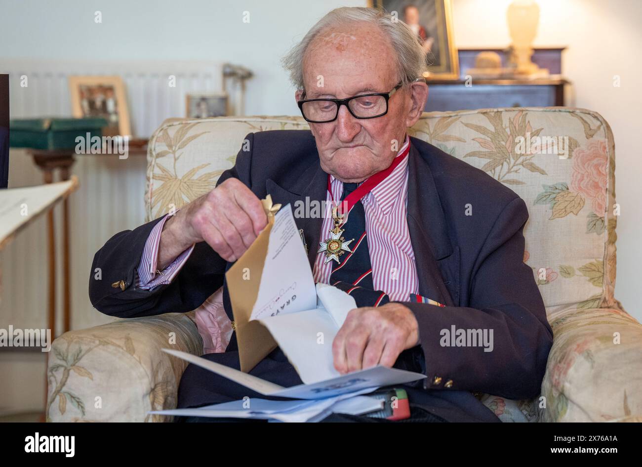 Vice Admiral Sir Thomas Baird, from Symington in Ayrshire, opens cards ...