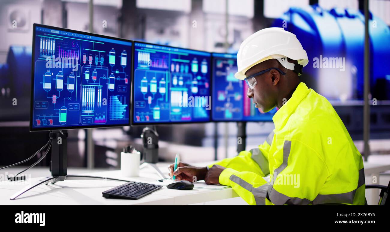 Engineer Operator Using Scada System At Industrial Plant Stock Photo ...
