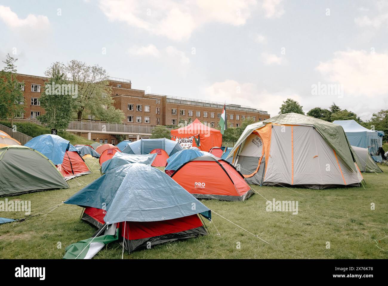 Pro Palestinian protesters set up around 40 tents at the University of Birmingham. The students are protesting the Israel Hamas war. Stock Photo