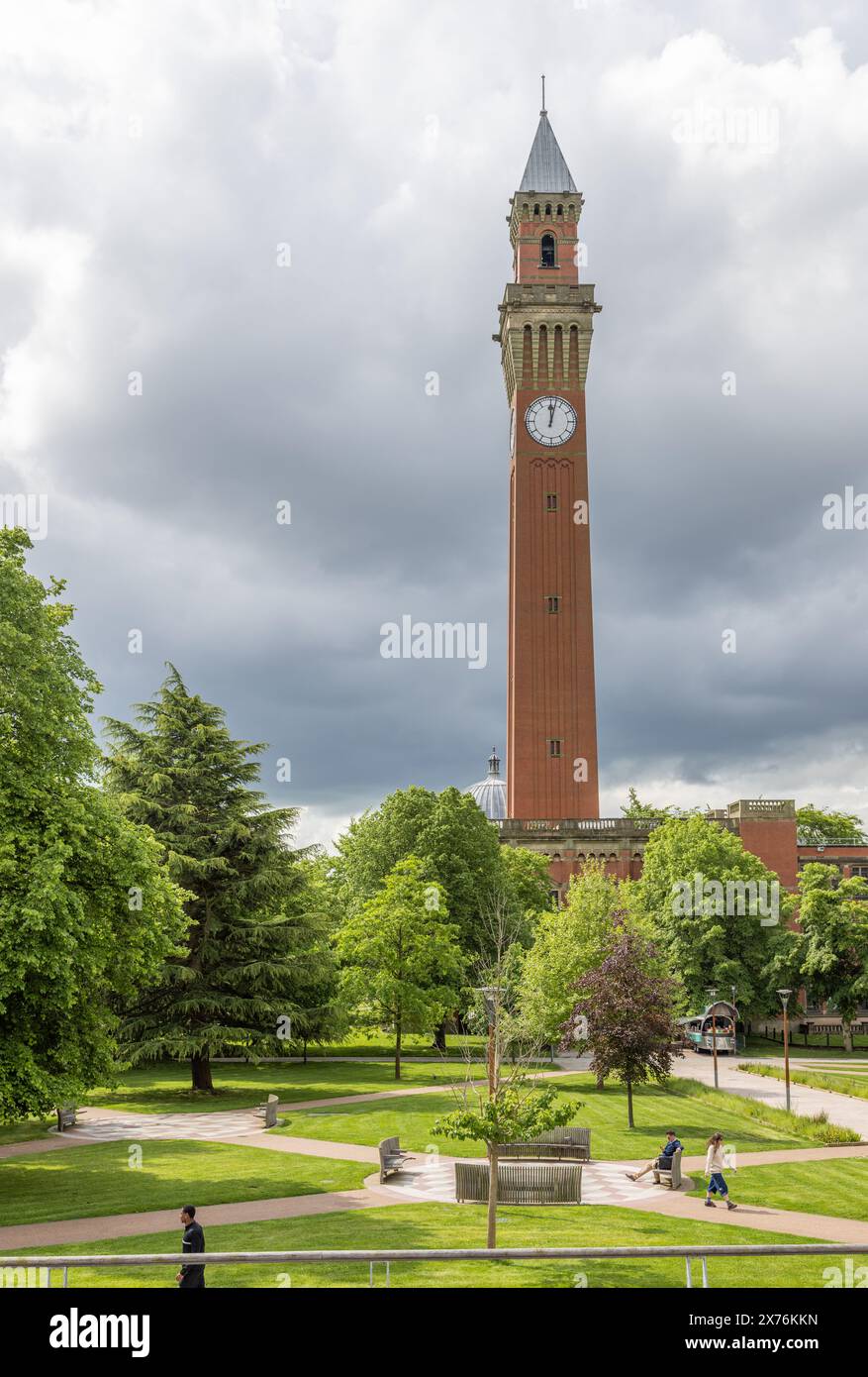 Old Joe at the University of Birmingham is the tallest freestanding clocktower in the world. University of Birmingham campus, concept student life. Stock Photo