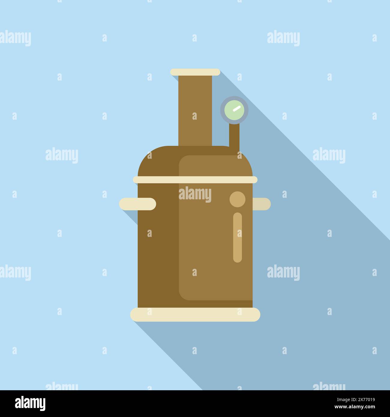 Flat design icon of a brown pressure cooker with a safety valve and ...