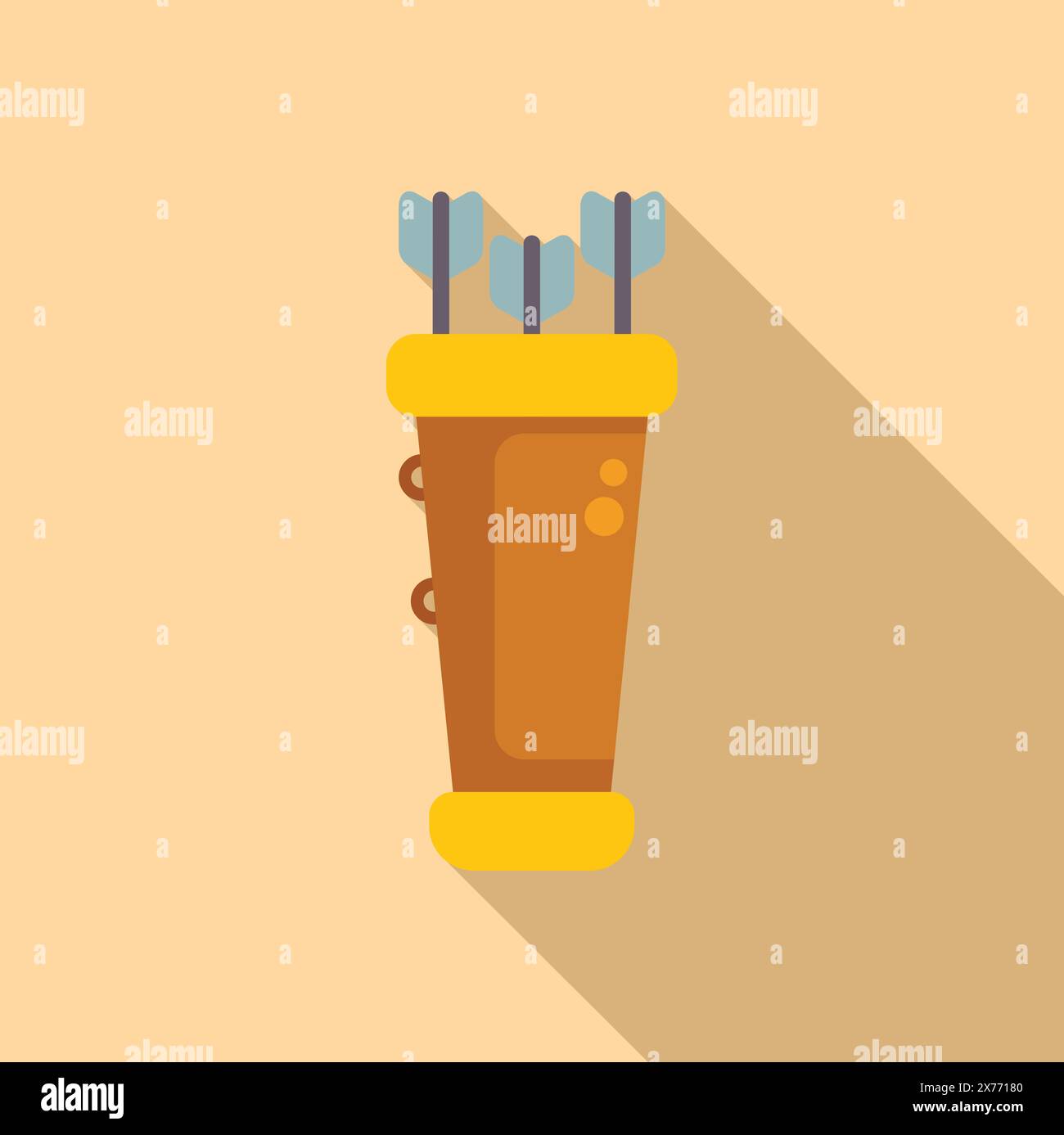 Minimalist style vector of a quiver with arrows on a warmtoned background Stock Vector