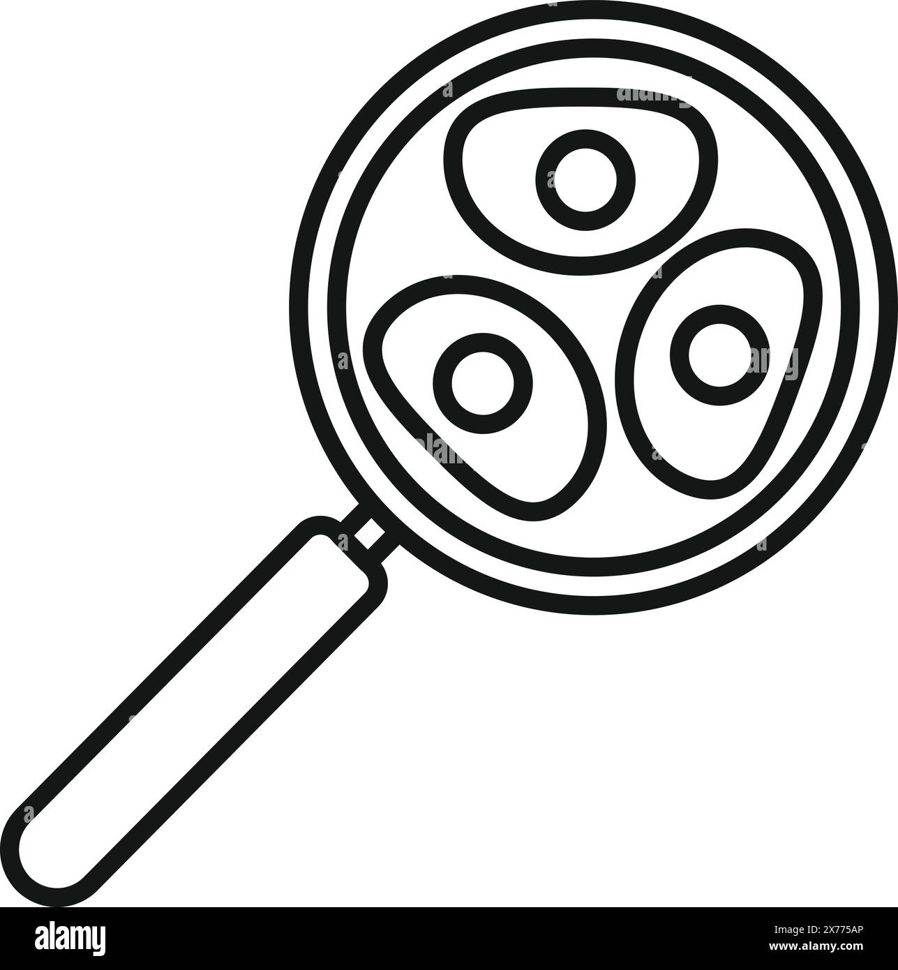 Black and white line art of a magnifying glass with an elegant design ...