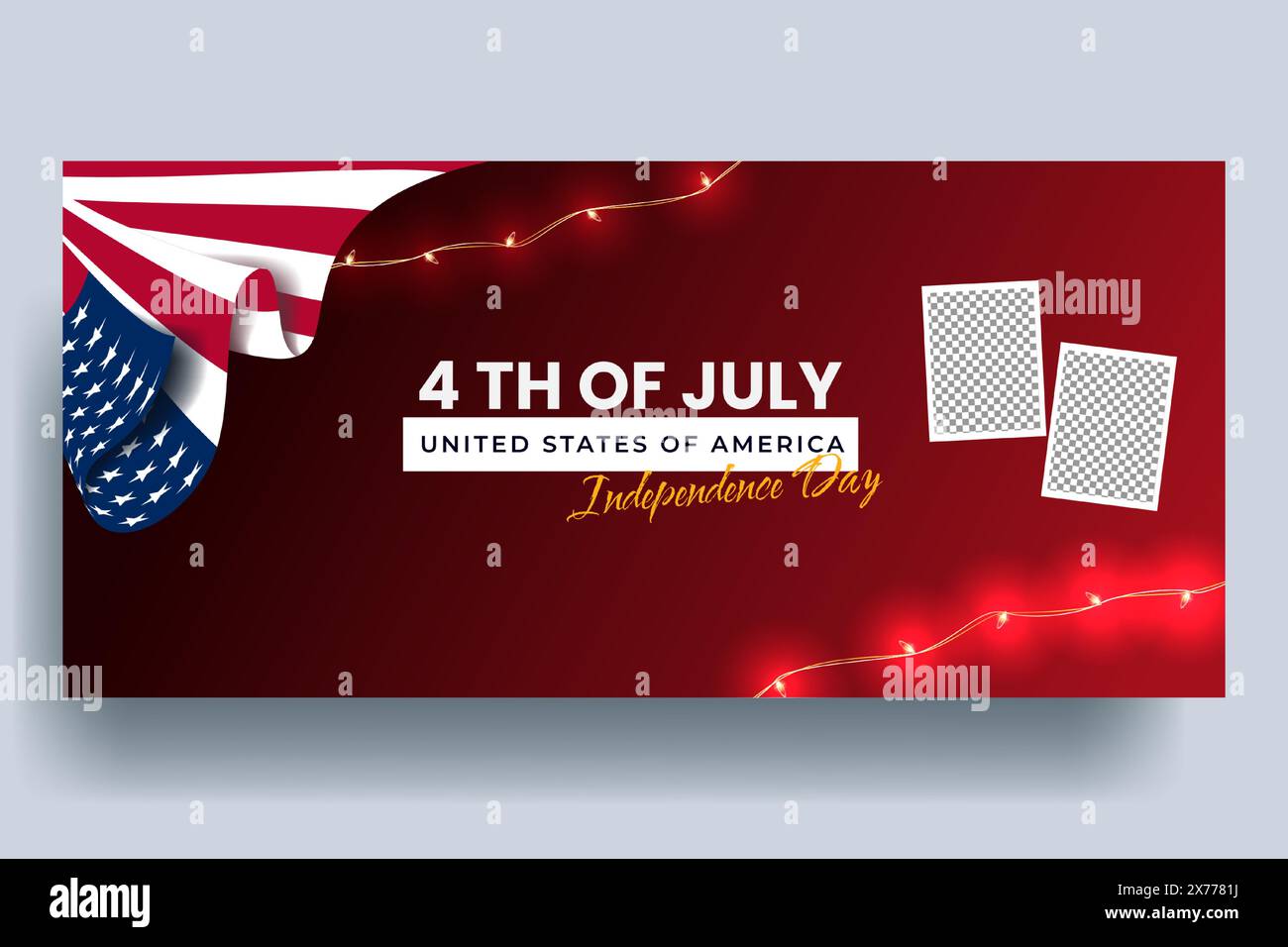 Realistic 4th of July Horizontal Banner Design Stock Vector Image & Art ...