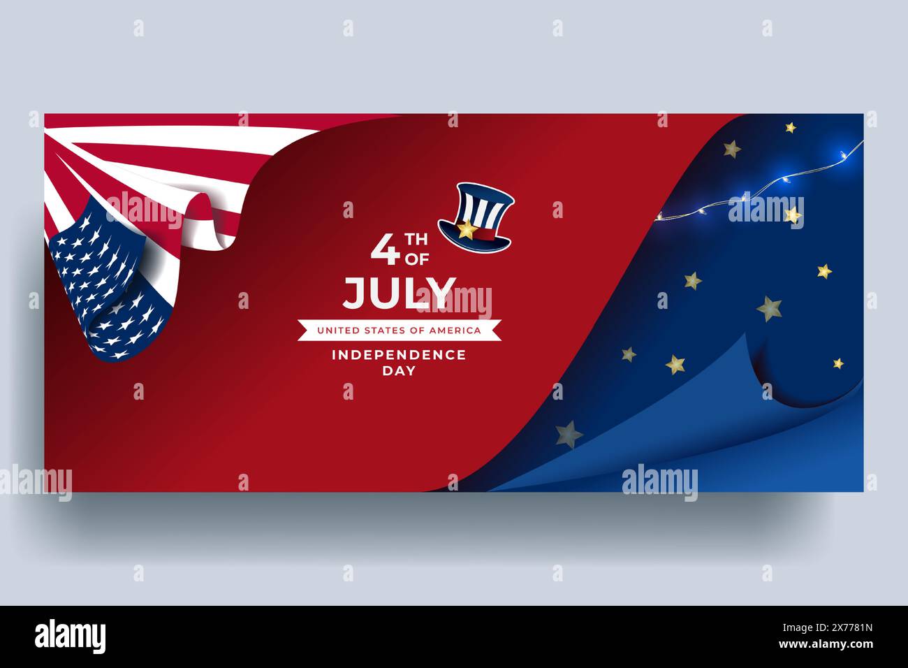 Modern Realistic 4th of July Horizontal Banner Design Stock Vector ...