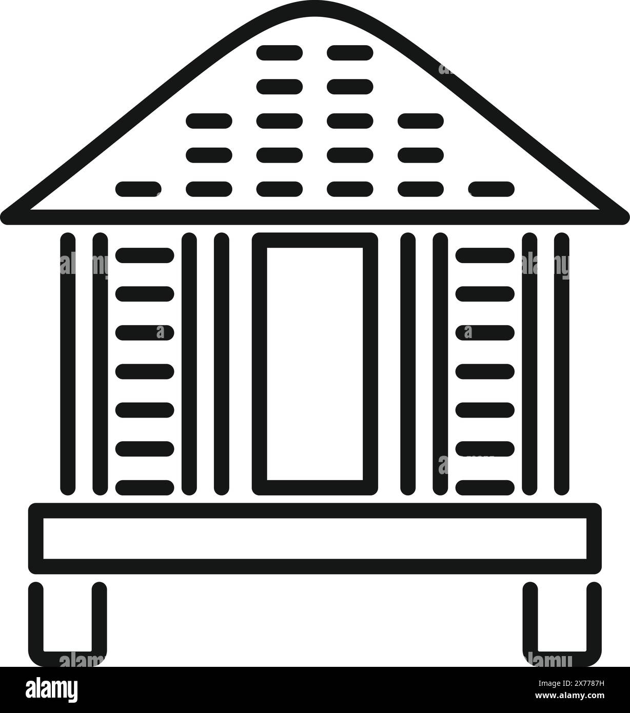Stylized black and white vector illustration of a traditional house in ...