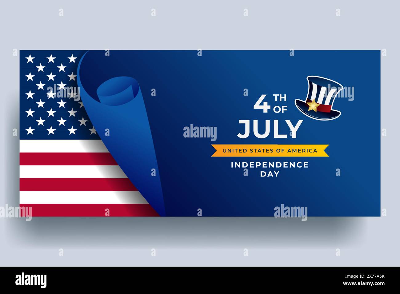 Simple Realistic 4th of July Horizontal Banner Design Stock Vector ...