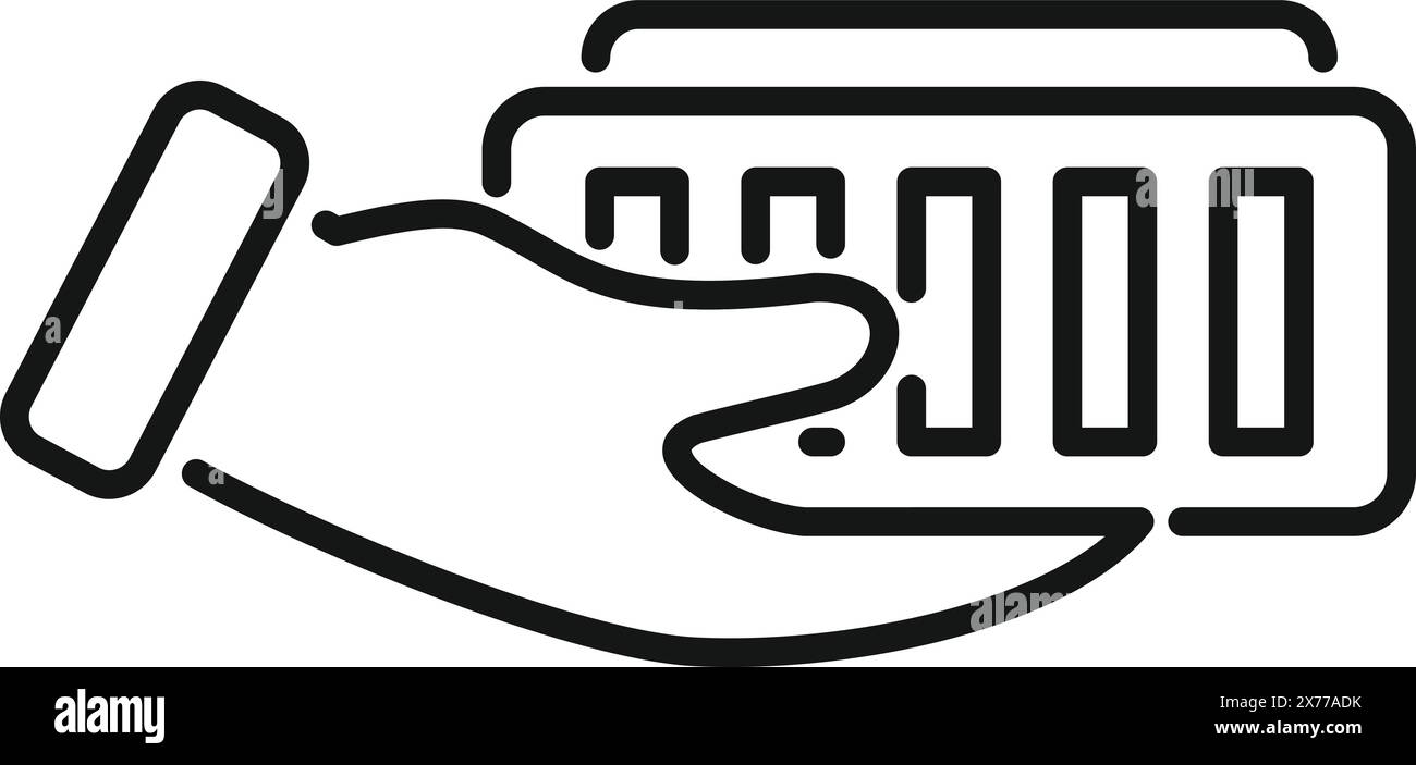 Simplistic black and white vector icon of a hand holding a credit card ...