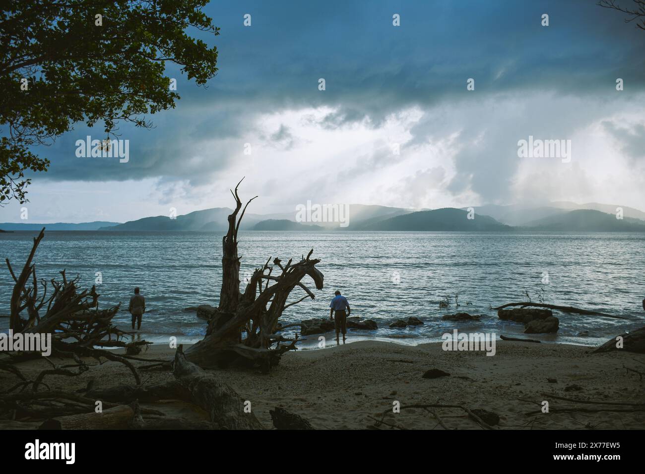 A view of the beaches in Andaman and Nicobar Islands with the sun ...