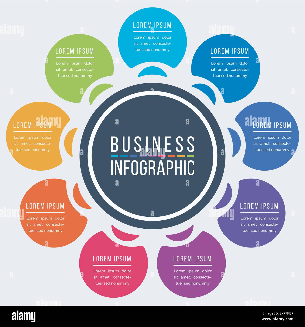 Circle Infographic design 9 Steps, objects, elements or options ...
