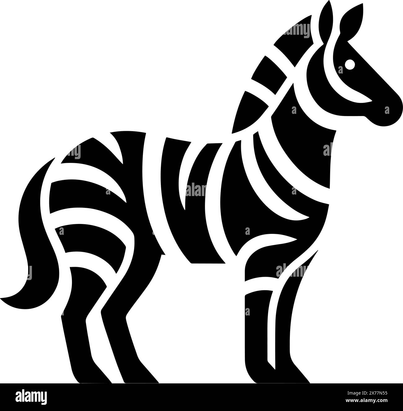 Zebra standing isolated on white background. Zebra icon Stock Vector