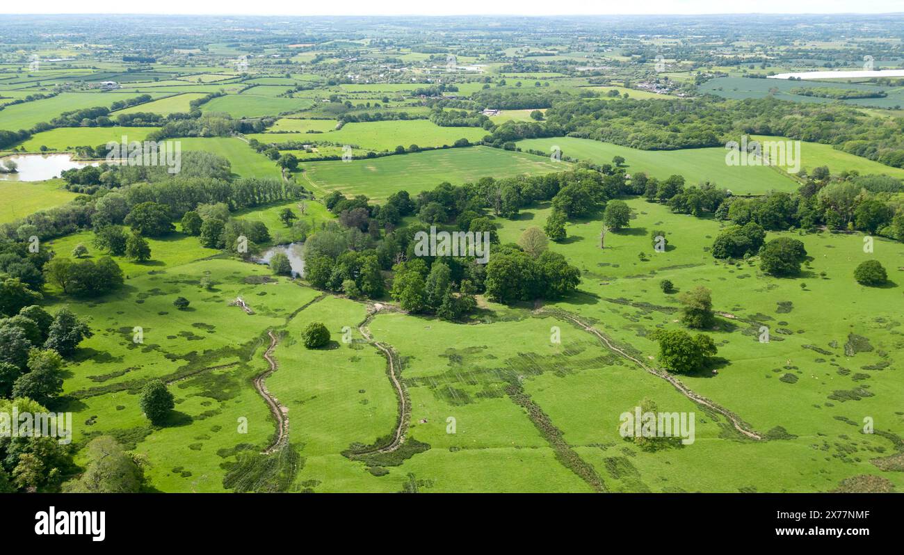 Aerial view of the Weald of Kent near the village of Boughton Monchelsea, Maidstone, Kent, UK. Stock Photo