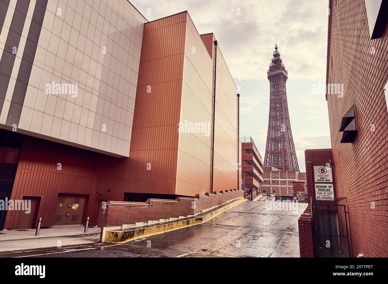 The new Backlot Imax ciinema and Blackpool Tower Stock Photo