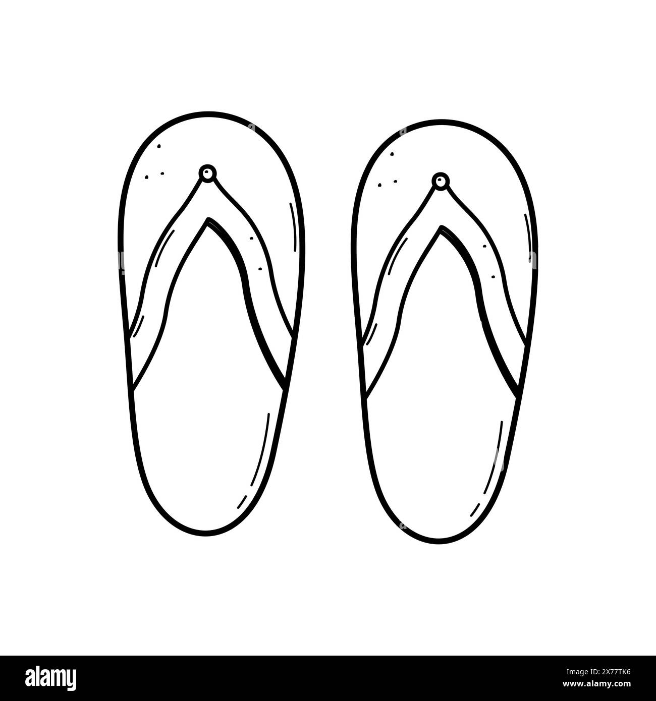 Slates, beach flip flops doodle sketch on a white background. Vector ...