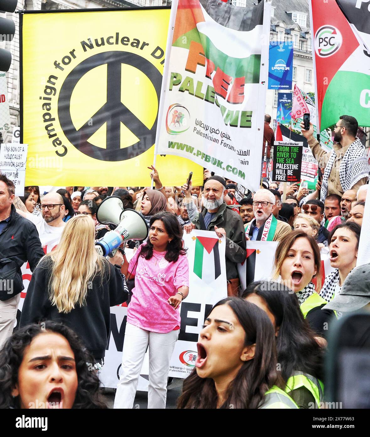London, UK. 18th May, 2024. Jeremy Corbyn at Pro Palestinian National Demonstration: NAKBA 76 march, London, UK. Credit: nidpor/Alamy Live News Stock Photo