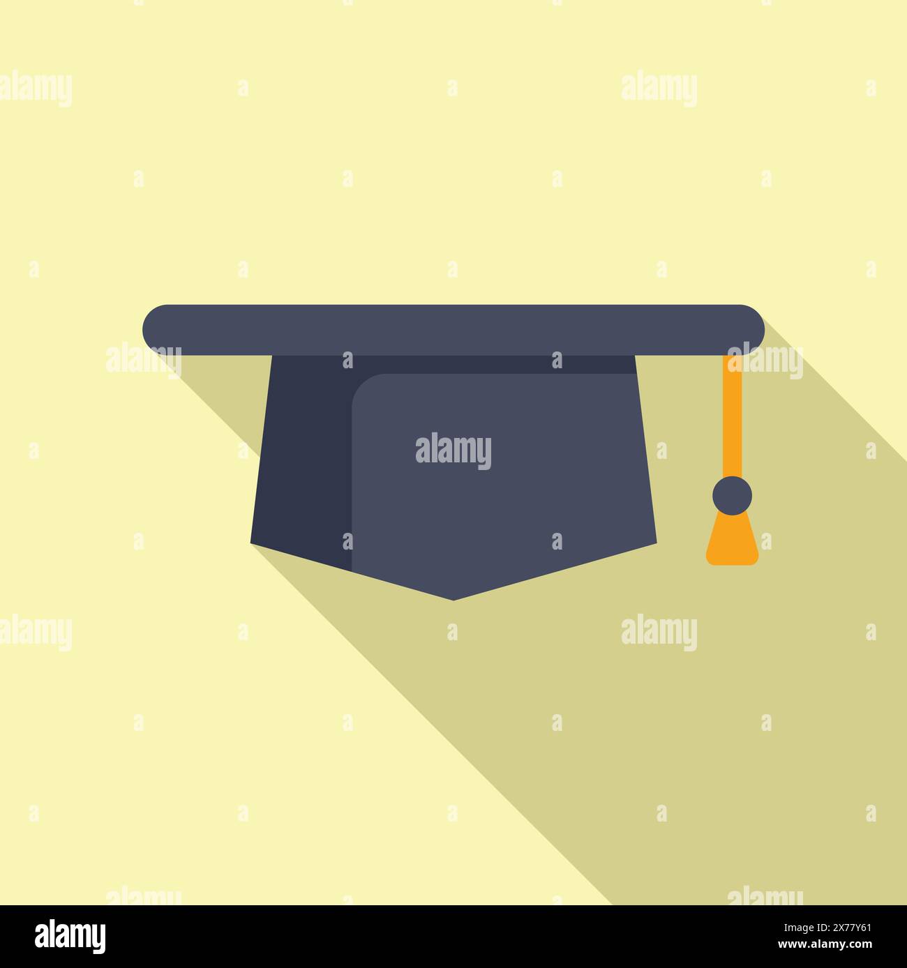 Flat design illustration of a black graduation cap with tassel on a ...