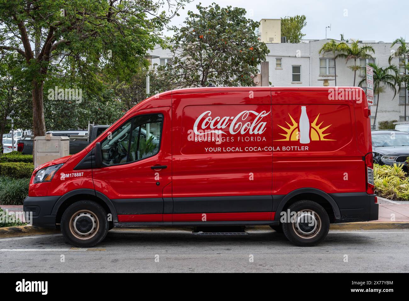 Miami, FL - April 4, 2024: Coca Cola Beverages Florida vehicle. Coke Florida is a family-owned Coca-Cola bottler with an exclusive sales and distribut Stock Photo