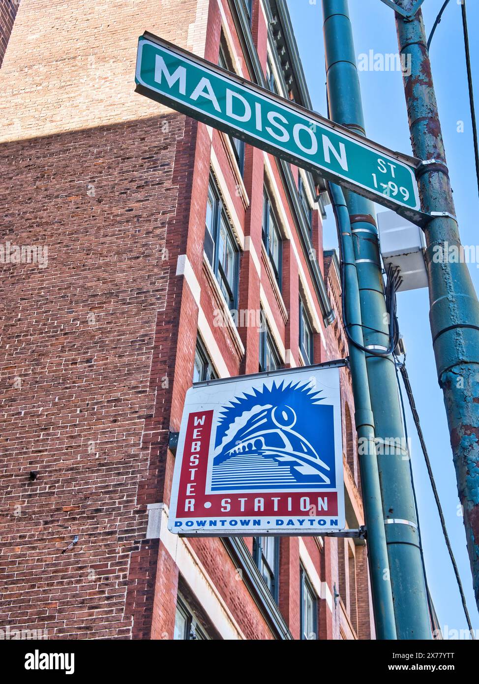 Madison St at Webster Station in downtown Dayton Ohio USA 2024