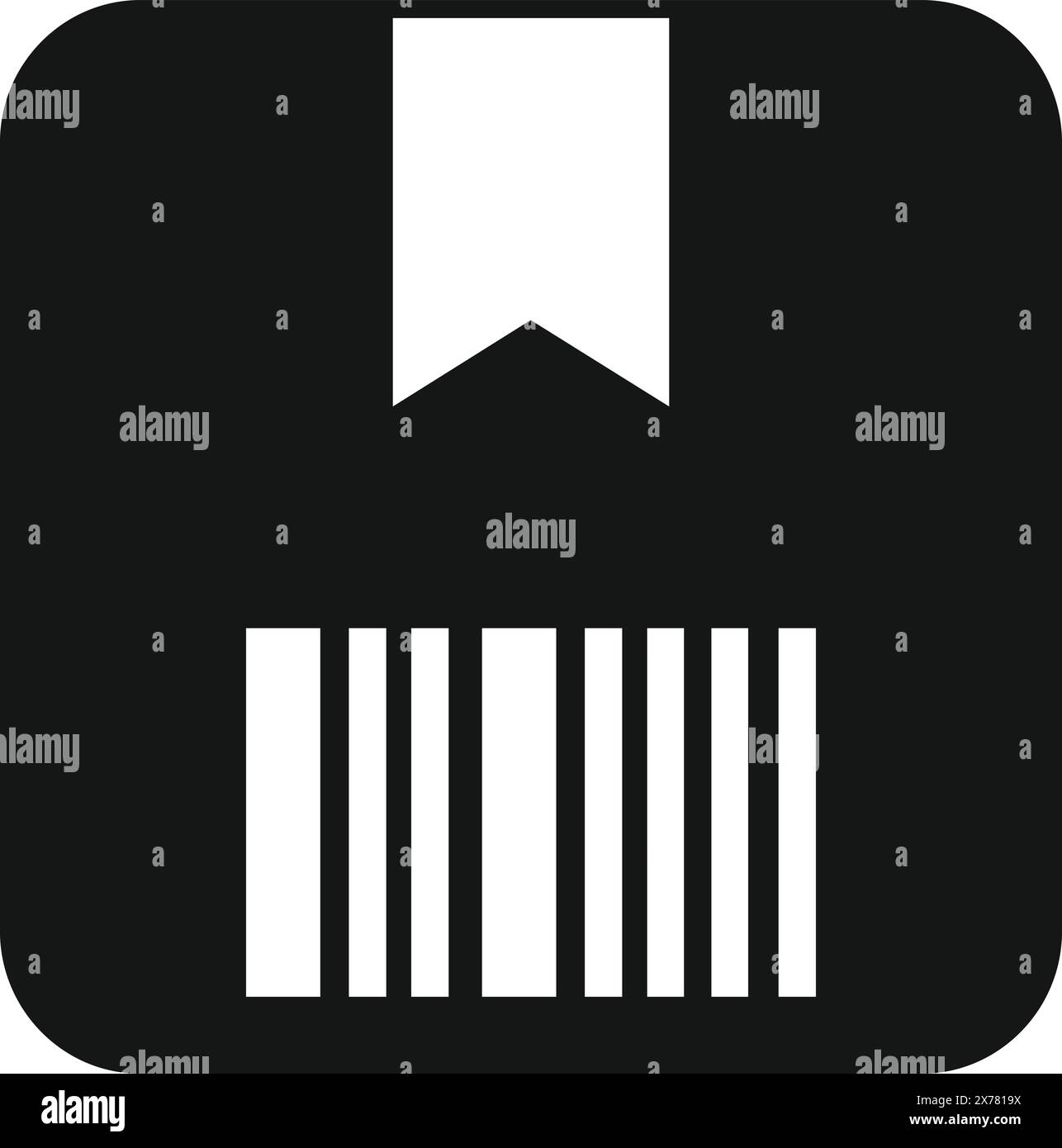 Simple vector icon representing a book with a bookmark, in black and white, isolated on a gray background Stock Vector