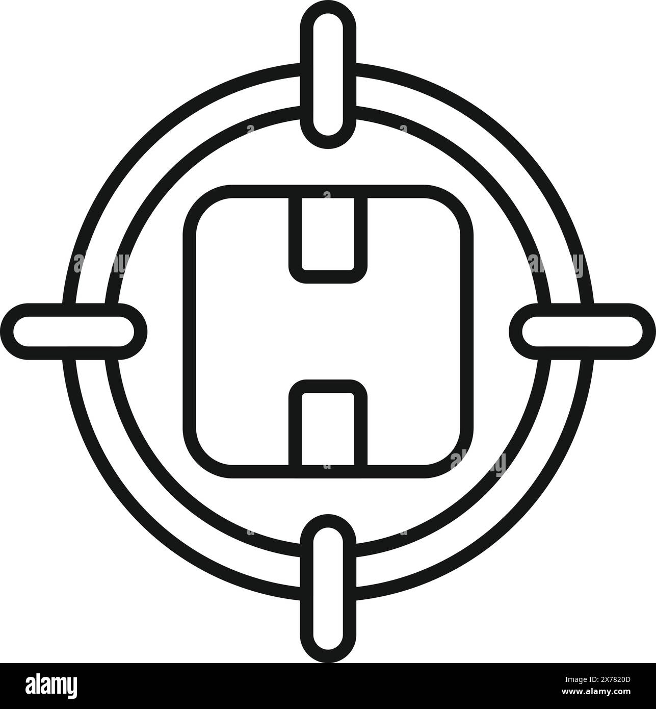 Minimalistic flat design helicopter landing pad icon vector in black and white for aviation and emergency services transportation Stock Vector