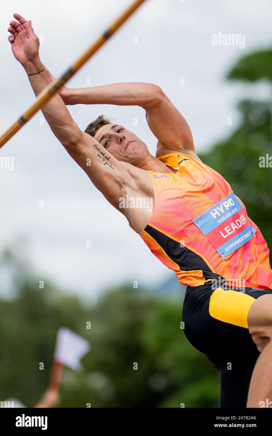 Gotzis, Austria. 18th May, 2024. Swiss Simon Ehammer pictured in action during the men's decathlon event on the first day of the Hypo-Meeting, IAAF World Combined Events Challenge, in the Mosle stadium in Gotzis, Austria, Saturday 18 May 2024. BELGA PHOTO JASPER JACOBS Credit: Belga News Agency/Alamy Live News Stock Photo