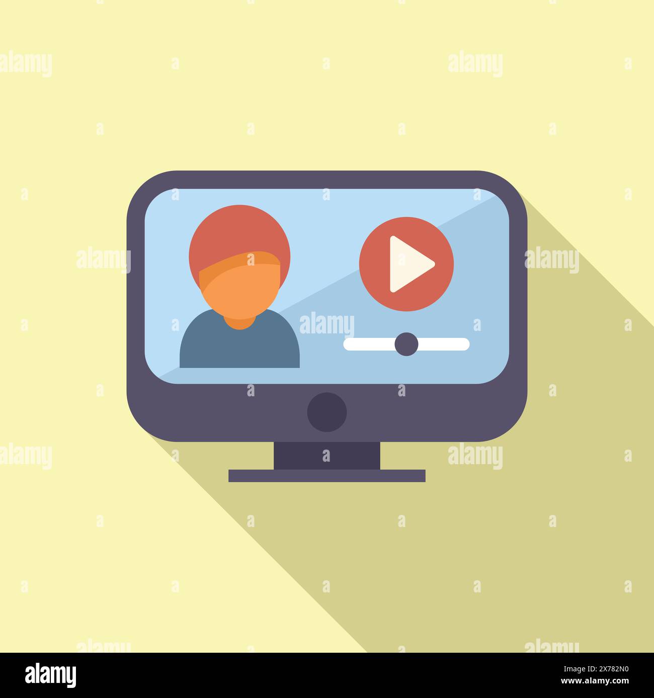 Stylized icon of a video blogger with a play button, ideal for digital content concepts Stock Vector