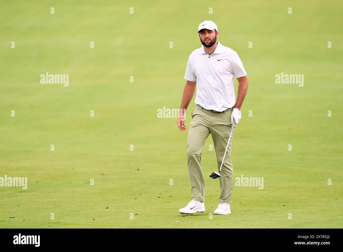 Scottie Scheffler of United States in action during Round 1 of the 2024