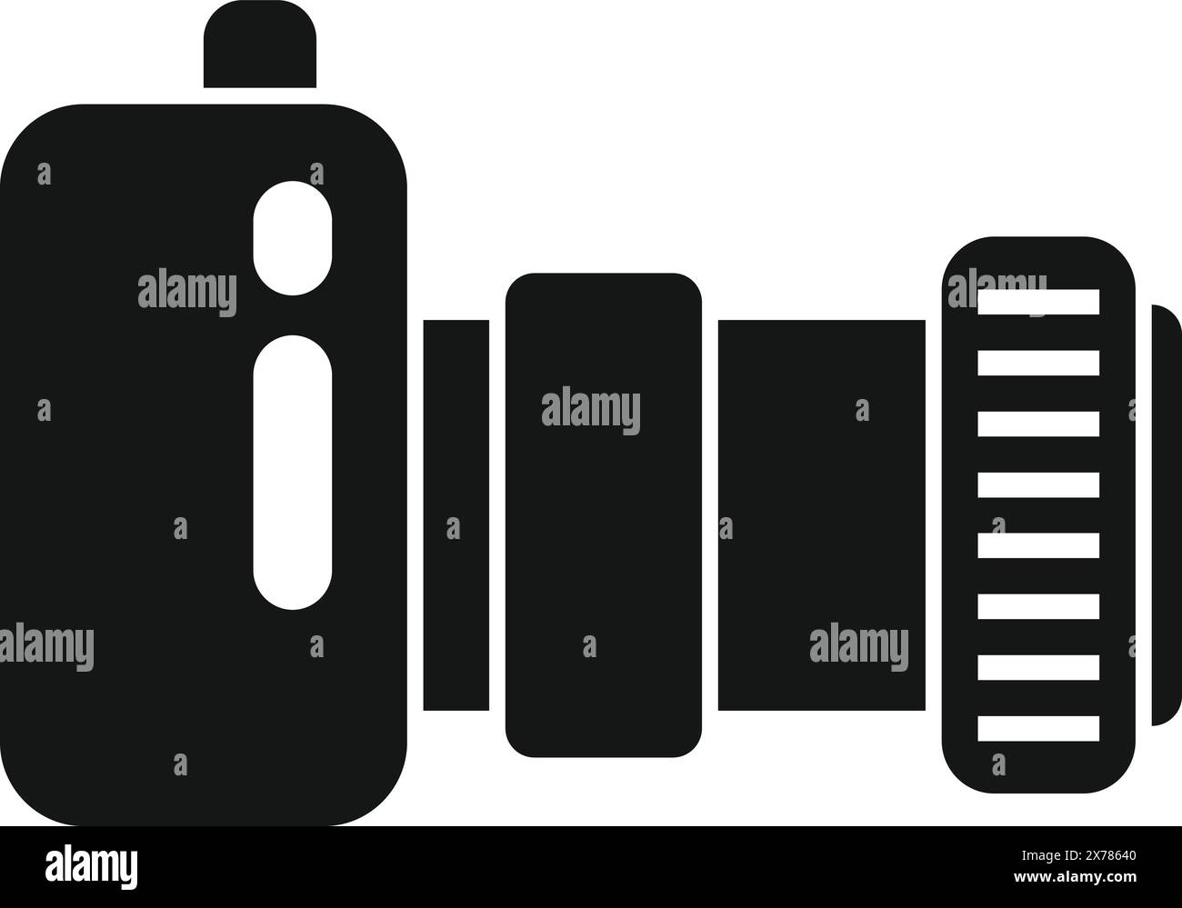 Professional dslr camera silhouette isolated on modern black background ...