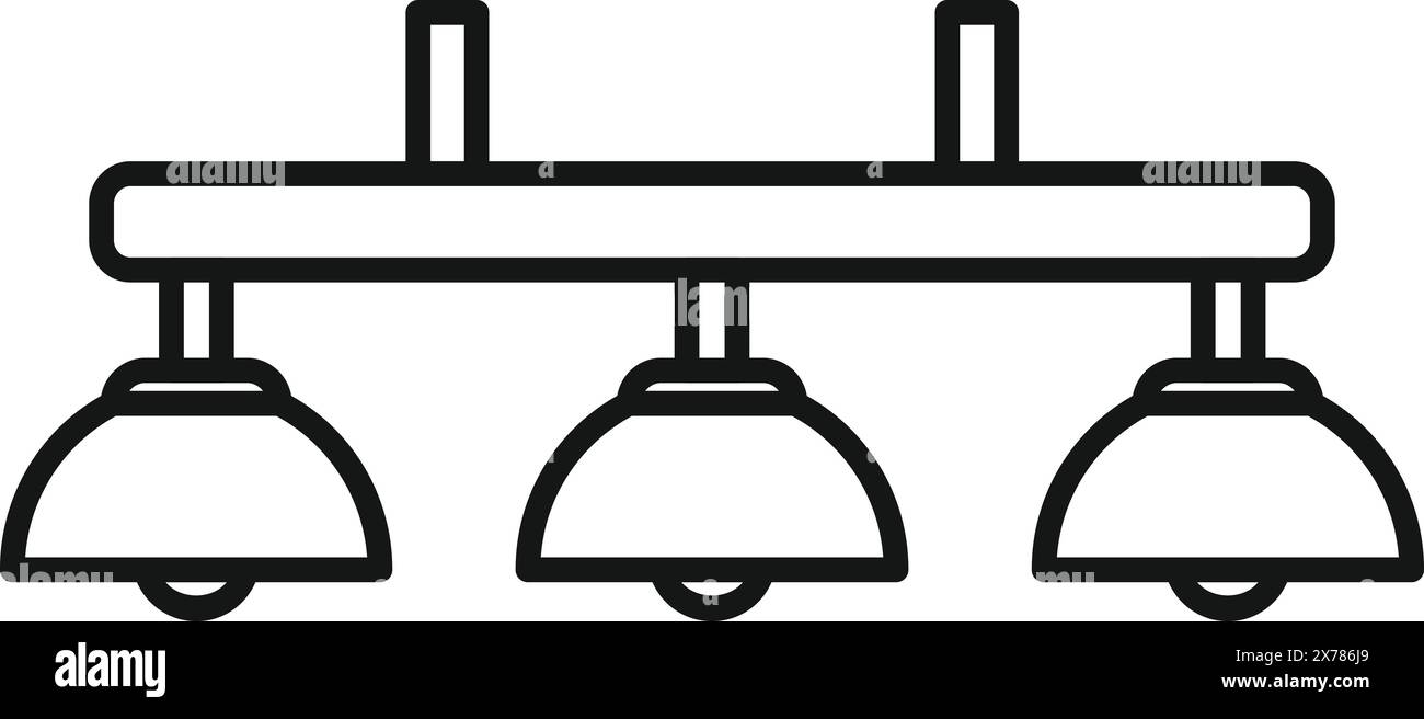 Simple line art vector of three pendant lights, ideal for interior ...