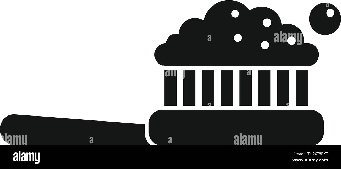 Black and white vector illustration of a toothbrush with toothpaste ...