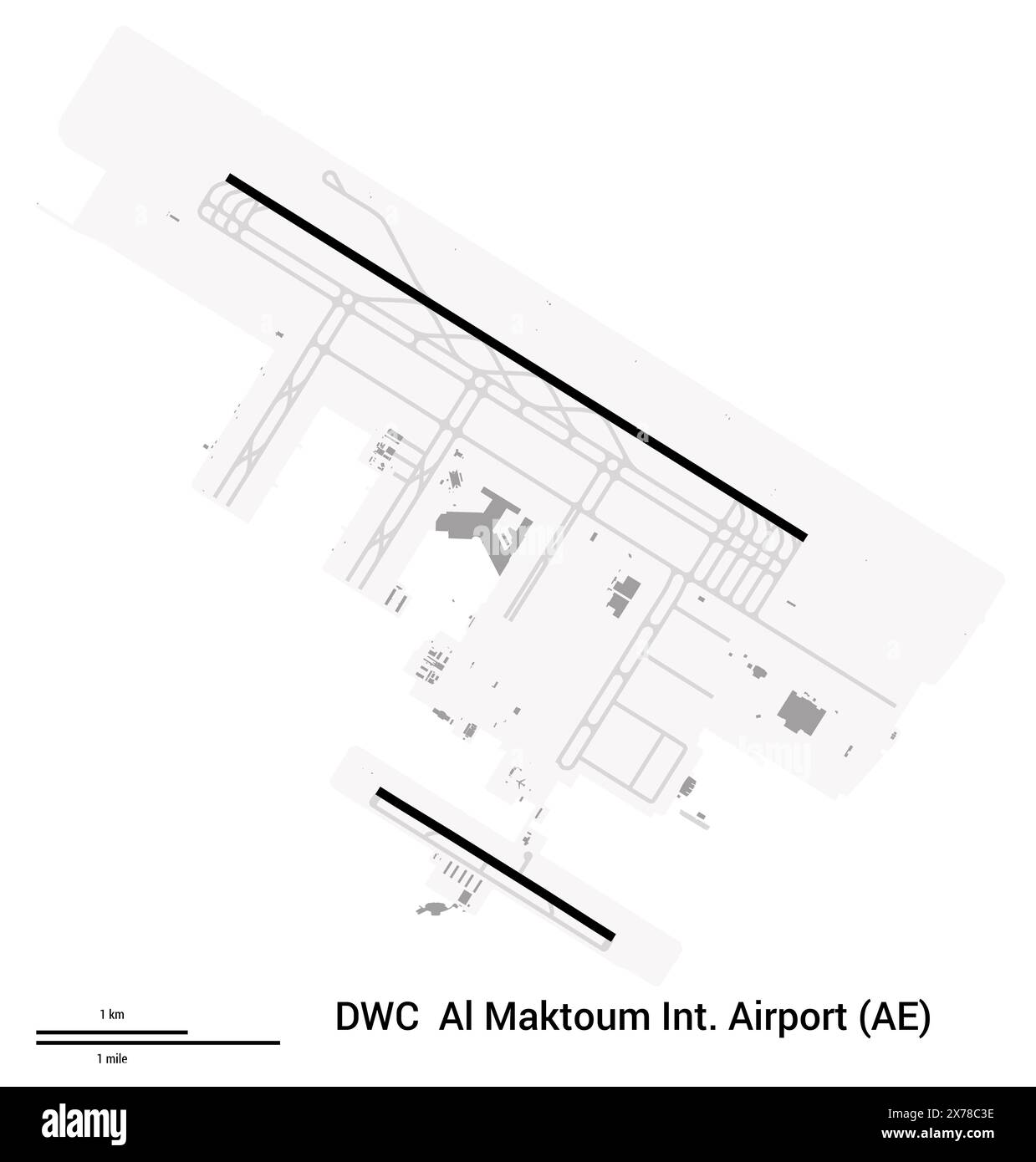 Map of Al Maktoum International Airport in Jebel Ali (United Arab