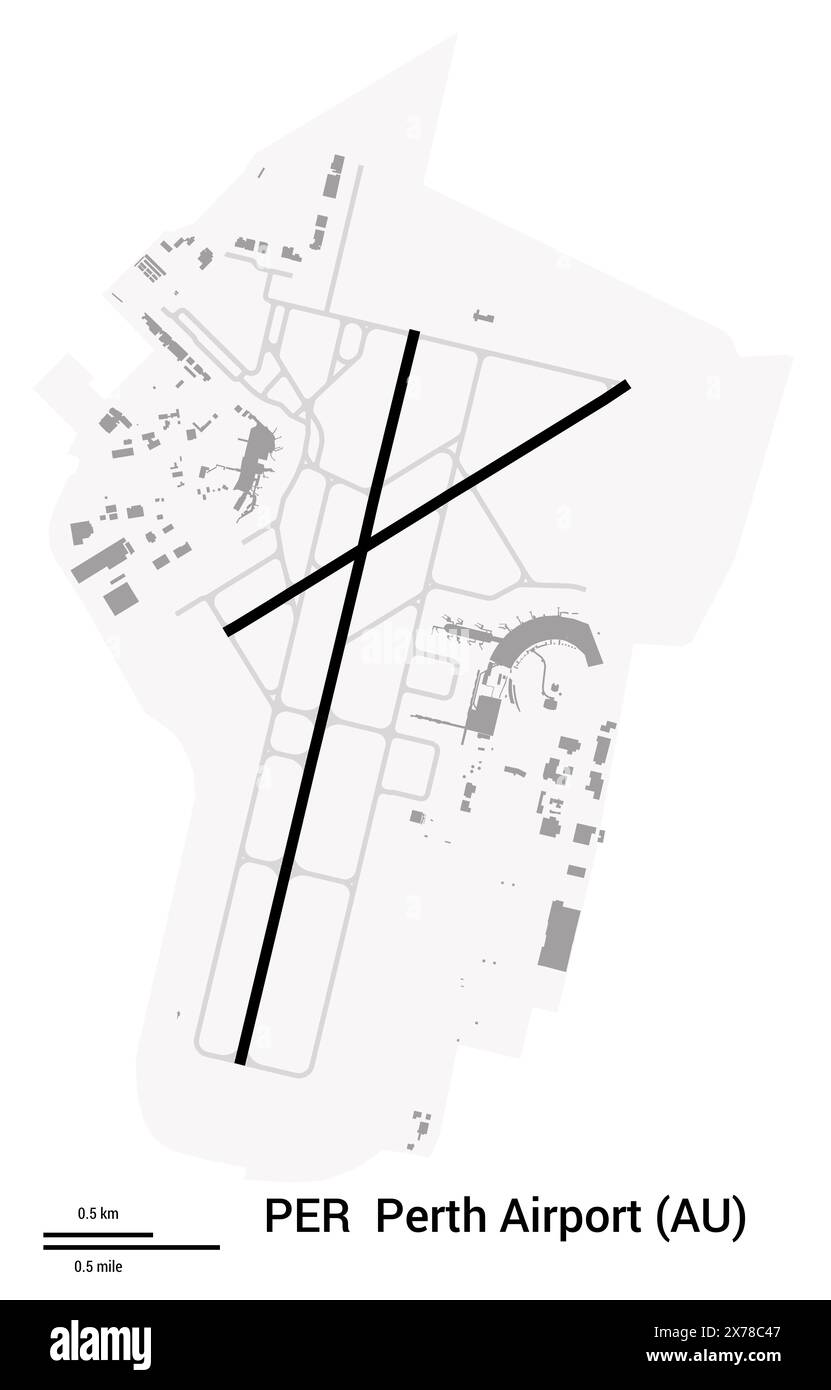 Map of Perth Airport (Australia). IATA-code: PER. Airport diagram with ...