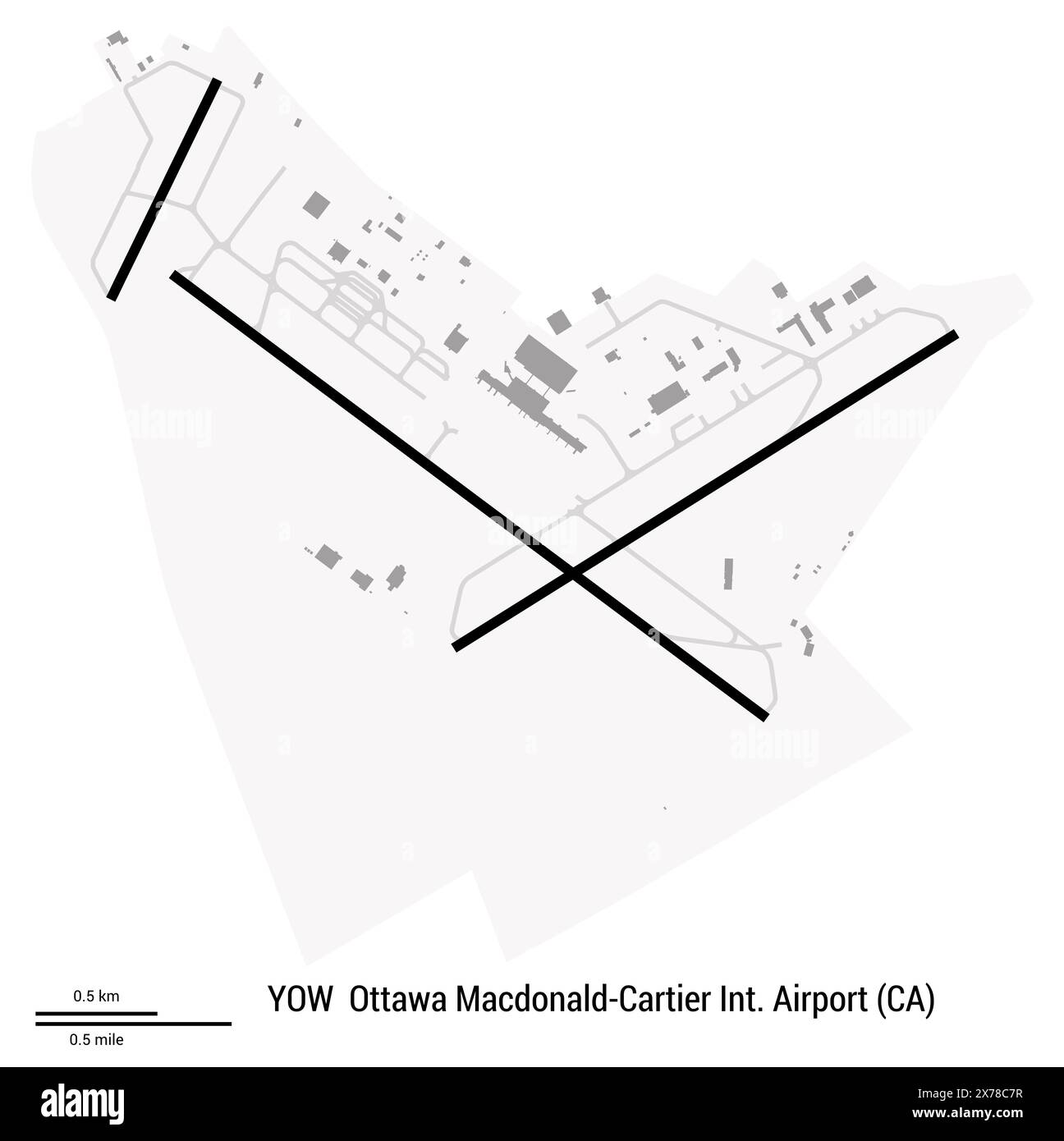Map of Ottawa MacdonaldCartier International Airport in Ottawa (Canada