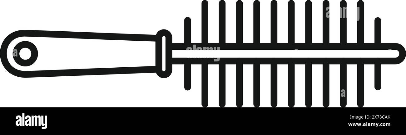 Simplistic line art illustration of a hair comb in monochrome isolated on white background Stock Vector